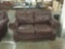 Modern studded faux leather brown loveseat