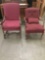 Set of two antique reupholstered parlor armchairs