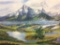 Original mountain scene landscape painting in frame
