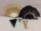 Collection of 4 vintage/antique hand fans - floral fan is from Noot's Drive-In - Tonasket, WA.