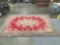 Vintage colorful flower and red large area rug with Victorian design