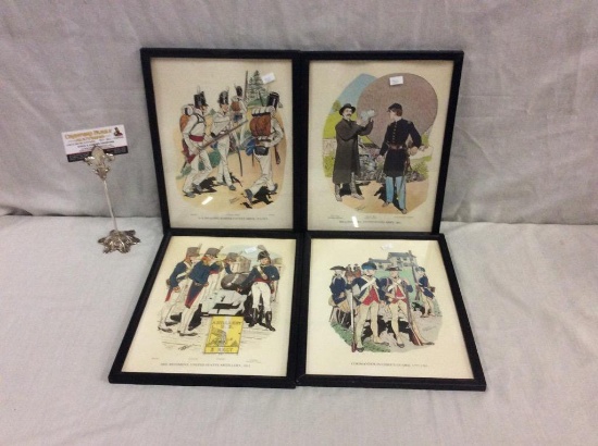 4 military prints by H. Charles & McBarron incl. US artillery 3rd regiment 1812 & Balloon corp 1861