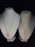 3 sterling silver necklaces w/ silver and gemstone/cz pendants