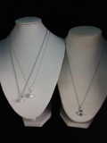 3 elegant sterling silver necklaces w/ silver and pearl pendants
