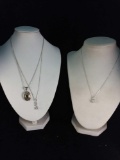 3 sterling silver necklaces w/ pendants and beautiful gemstones