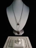 2 sterling silver necklaces w/ religious pendants and a sterling heart ring