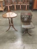 2 1940's era tables - Two tier mahogany end table & Maple clover shape hall table/plant stand