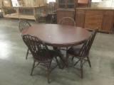 Vintage Cochrane cherry wood dining table w/ four chairs