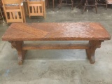 Vintage hand made rustic wood game themed bench - see pics