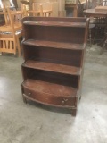 Vintage 40's mahogany 4 tier bookshelf/display shelf with bottom drawer