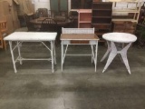 Three pieces of wicker/rattan furniture- table, desk, and end table