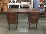 Antique deco era mahogany and maple vanity desk with nice detail