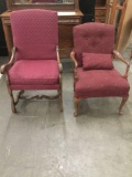 Set of two antique reupholstered parlor armchairs