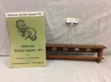 Vintage 1979 German calendar and German wooden kitchen towel rack