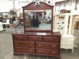 Gorgeous vintage Stanley Furniture 7-drawer lowboy dresser w/ matching Stanley mirror