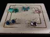 5 beautiful pairs of sterling silver earrings w/ gemstones
