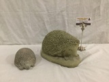 Set of two decorative stone Hedgehogs - one large and one small