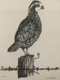 1970's woodblock bird print signed and numbered 68/250 by JD Livingston