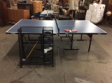 Folding Joola table with killerspin paddles and an accessory rack w/ extras