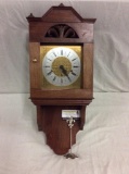 Gorgeous vintage gold trimmed face time strike chime wall clock in good cond missing pendulum