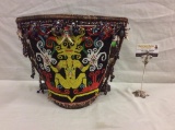 Amazing handmade beaded tribal woven and wood display stand - very ornate