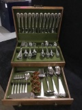 68-pc. Wallace Silversmiths Stainless 18/8 flatware set w/5 Oneida forks. and 4 Beuder napkin rings