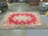 Vintage colorful flower and red large area rug with Victorian design