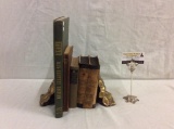 4 antique books incl. 1923 Elbert Hubbarb's scrapbook & Washington Irving sketchbook +
