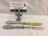 Antique silver .800 coin silver handled late 1800s carving set