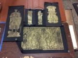 5 temple rubbing prints with a medieval theme