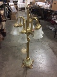 Wonderful vintage brass and crystal brass Hollywood regency floor lamp with marble/stone base