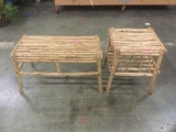 Matching handmade primitive wooden end table and coffee table