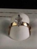 14k yellow gold ring w/ marquee cut gemstone