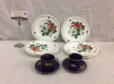 8 Redoute Fruit Roy Kirkham fine bone china plates & 2 Germany bavarian painted tea cups