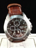 Mens Pulsar 100m Chronograph in good cond with brown leather band