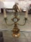 40's candelabra electric light with ship base and center clock - as is needs work