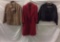 3 Womens coats/jackets - Tannery West leather jacket, J Crew Camel coat & Donnybrook red overcoat