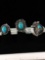 Set of 3 vintage sterling silver & turquoise rings sizes 2, 5, & 6
