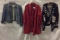 3 women's items: stylish Bcbg maxazira size medium sweater, red denim coat size large ++