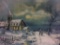 Antique snowy mansion print in frame - lovely piece