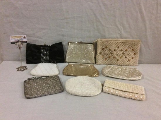 Collection of 9 handbags/clutches/purses including a Regale, a St. Thomas & a La Regale ltd