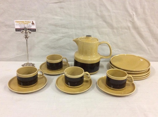 14pc Melitta 60's/70's Germany coffee set for four with cups & saucers, plates and carafe