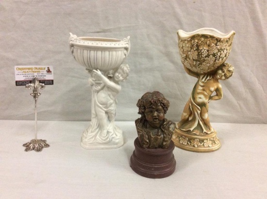 Selection of vintage Grecian style pieces incl. Italian bust and elevated jardiniere