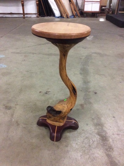 Handmade maple plant stand w/ multi wood inlay/base - "Lovely curvy goose" by Bill Palmer 2008