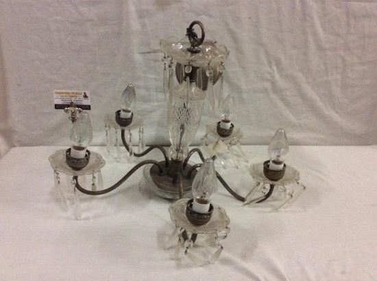 Vintage electric crystal "candelabra" style chandelier with nice patina