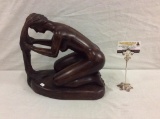 Lovely hand carved wood nude woman figure statue - unsigned