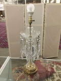 Vintage 1950's crystal lamp with large embellishments - as is no shade