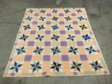 Antique late 1800's purple/blue and yellow star themed quilt