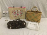 Selection of vintage purses/handbags incl. 2 wicker/straw bags and an Annex purse