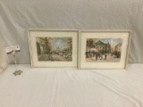 Set of two Parisian city scene prints from the 50's in frame